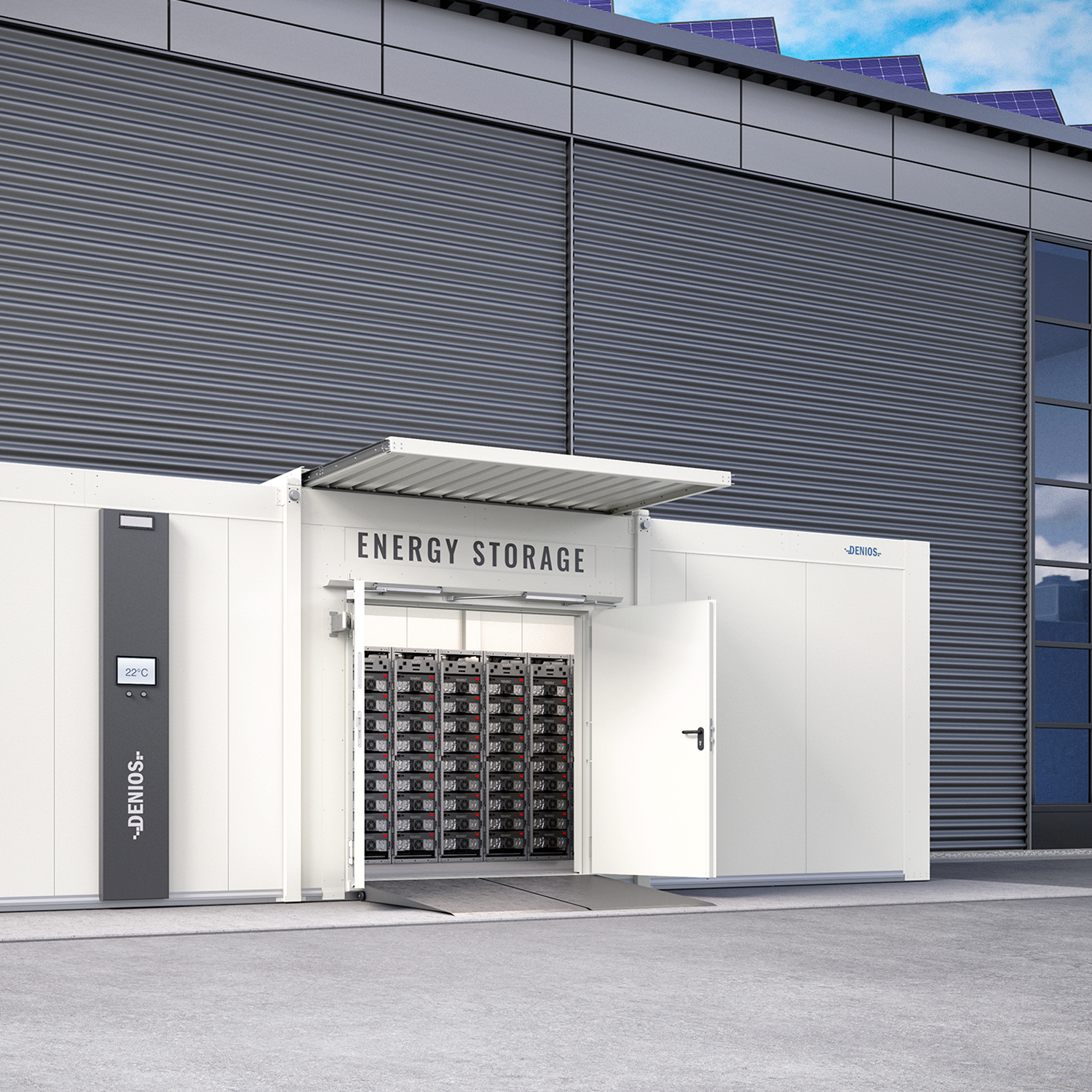 Begehbare Speicher-in-Containerlösung Walk-in POWER SAFE mit baulichen Nachweisen für Wasserschutz (DIBt) und Brandschutz (ETA)